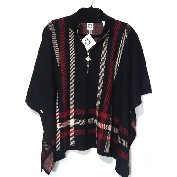 NWT Anne Klein Zip Front Poncho Sweater Size Medium - Picture 13 of 13